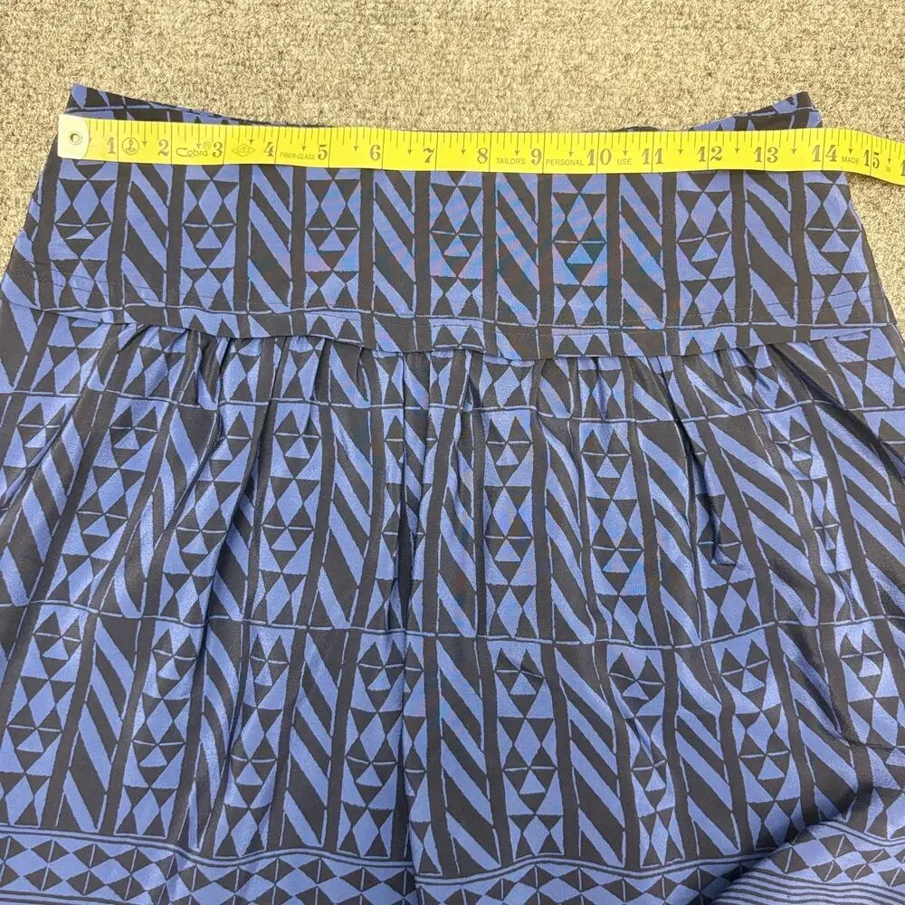 Madewell Silk Mini Skirt Geometric Print Blue Boho Preppy Indie Women’s Size 2